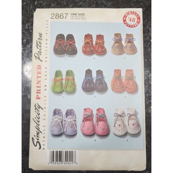 Simplicity 1948 Vintage Reprint Sewing Pattern 2867 UNCUT Baby Booties Moccasins - Picture 1 of 4